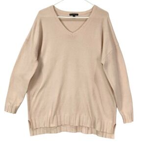 Adrianna Papell V-Neck Knit Sweater Light Pink Long Sleeve Women's Size M